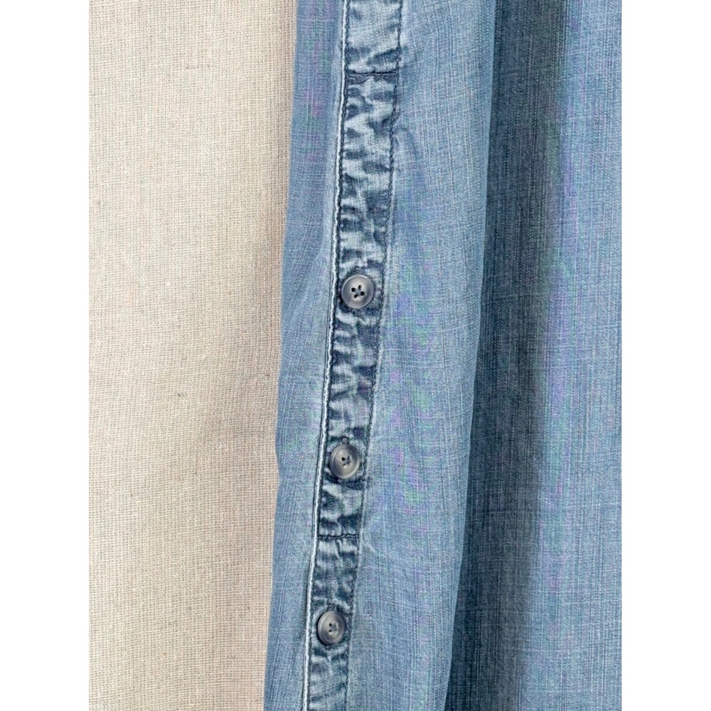 Chicos Denim Maxi Shirt Dress Light Wash Button Side Slit Womens Size 2 L 12 - Picture 5 of 13